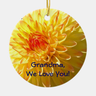 Oma Wir Liebe dich! Orange Yellow Ornament
