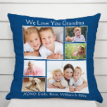 Oma Wir Liebe Sie Foto Namen Personalisiert Blue Kissen<br><div class="desc">Feiern Sie Oma mit diesem individuellen Foto Collage Classic Blue Kissen. Sie können mit sechs Fotos von Enkelkindern, Familienmitgliedern, Haustieren usw. personalisieren und den Ausdruck in "I Liebe You" oder "We Liebe You" anpassen, und ob sie "Oma", "Nana", "Mommom" usw. genannt wird. Sie können auch die Namen des Enkelkindes oder...</div>