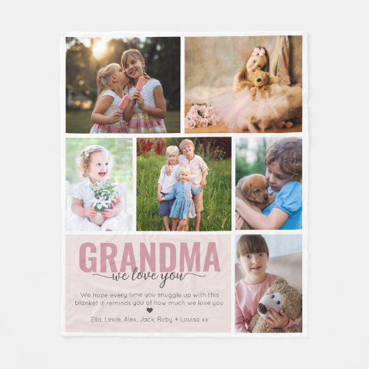 Oma wir Liebe Sie FotoCollage Rosa Fleecedecke (Vorderseite)