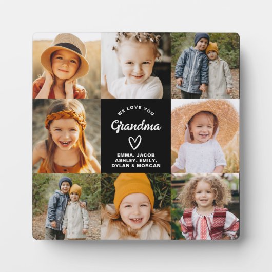 Oma wir Liebe Sie Herz Moderne FotoCollage Fotoplatte (Vorderseite)