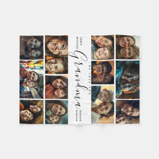 Oma Wir Liebe Sie | Moderne Herz-FotoCollage Fleecedecke (Vorderseite (Horizontal))
