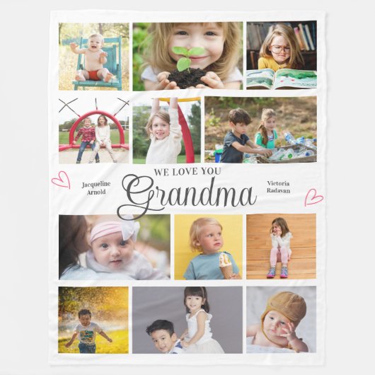 Oma Wir Liebe Sie Personalisiert Herzen Fleecedecke (Vorderseite)