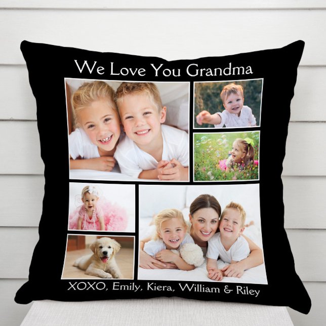 Oma Wir Liebe Sie Schwarzes Foto Kissen (Von Creator hochgeladen)