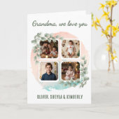 Oma wir lieben dich 6 Foto-Collage Eukalyptus Karte (Gelbe Blume)