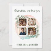 Oma wir lieben dich 6 Foto-Collage Eukalyptus Karte (Vorderseite)