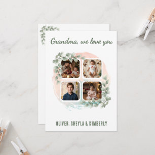Oma, wir lieben dich 6 Foto-Collage Eukalyptus Karte