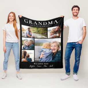Oma, wir lieben dich moderne Foto-Familien-Collage Fleecedecke