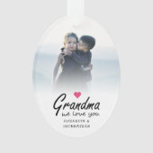 Oma, wir lieben dich Skript 2-seitige Vorlage Foto Ornament (Vorderseite)