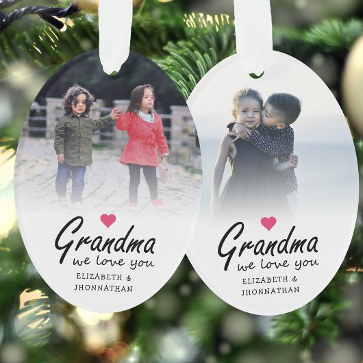 Oma, wir lieben dich Skript 2-seitige Vorlage Foto Ornament