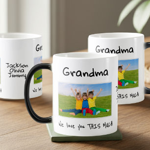 Oma wir lieben dich so sehr Foto Weihnachtsgeschen Verwandlungstasse