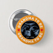 Oma wird Benutzerdefiniertes Foto-Baby-Shower-Part Button (Vorne & Hinten)