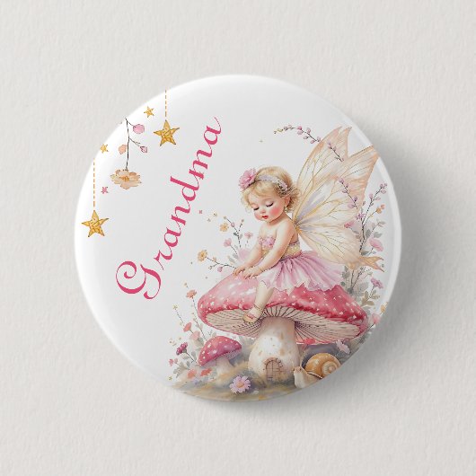 Oma wird | Feenhaus Core Baby Shower Button (Vorderseite)