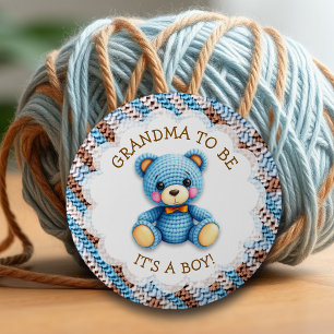 Oma wird Gehäkelt Teddybär Baby Shower Button