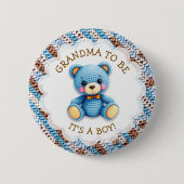 Oma wird | Gehäkelt Teddybär Baby Shower  Button (Vorderseite)