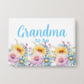 Oma wird gerbera Blumen blau Button (Vorderseite)