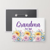 Oma wird gerbera Blumen lila Button (Vorderseite/Rückseite)