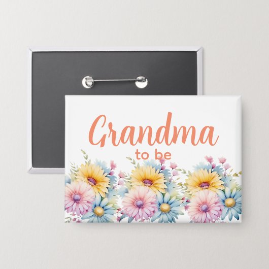 Oma wird gerbera Blumen orange Button (Vorderseite/Rückseite)