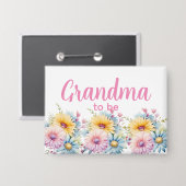 Oma wird gerbera Blumen rosa Button (Vorderseite/Rückseite)