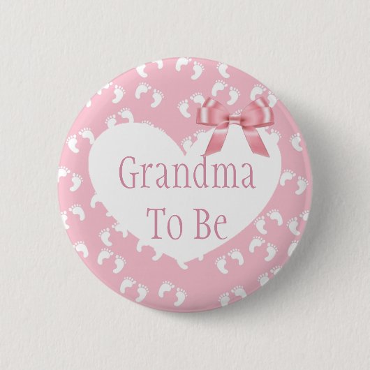Oma wird Pink Bow Baby Showknopf Button (Vorderseite)