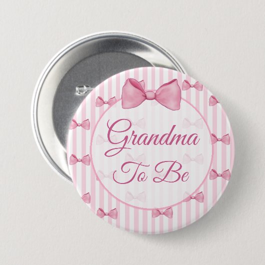 Oma wird Pink Bow Baby Showknopf Button (Vorne & Hinten)
