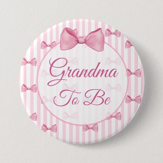 Oma wird Pink Bow Baby Showknopf Button (Vorderseite)