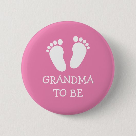 Oma wird pinke oder blaue Baby-Fußabdrücke Knöpfe Button (Vorderseite)