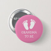 Oma wird pinke oder blaue Baby-Fußabdrücke Knöpfe Button (Vorne & Hinten)