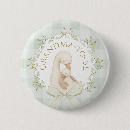Oma wird Silly Goose Sage Green Babyparty Button (Vorderseite)