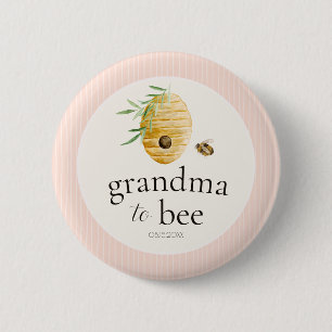 Oma wird zur Biene Rosa Mädchen Baby Shower Famili Button
