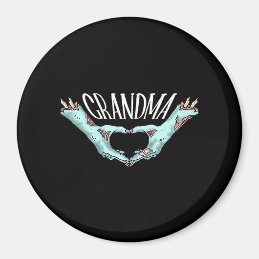 Oma Zombie Hand Herz Halloween Kostümfamilie Magnet (Vorne)