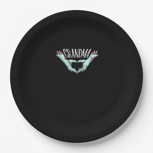 Oma Zombie Hand Herz Halloween Kostümfamilie Pappteller (Vorderseite)