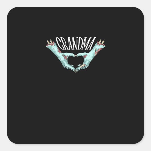 Oma Zombie Hand Herz Halloween Kostümfamilie Quadratischer Aufkleber (Vorderseite)