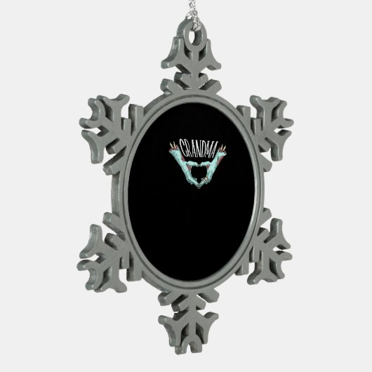 Oma Zombie Hand Herz Halloween Kostümfamilie Schneeflocken Zinn-Ornament (Links)