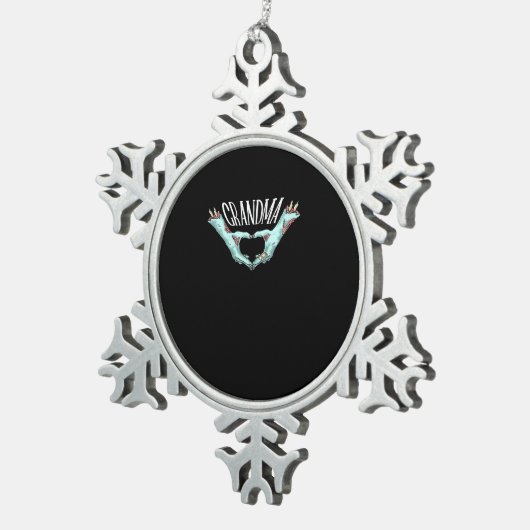 Oma Zombie Hand Herz Halloween Kostümfamilie Schneeflocken Zinn-Ornament (Rechts)