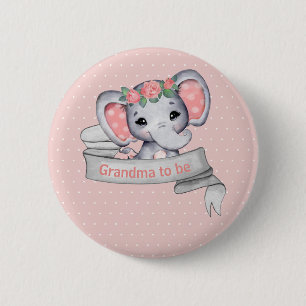 Oma zu Baby Girl Dusche Niedlich Elephant Pink Button