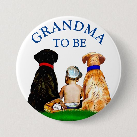 Oma zu Baseball Themed Boy's Baby Shower Button (Vorderseite)