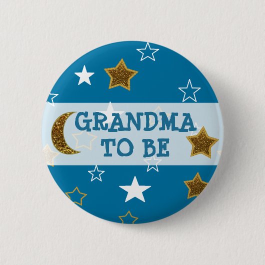 Oma zu Blue und Gold Stars Button (Vorderseite)