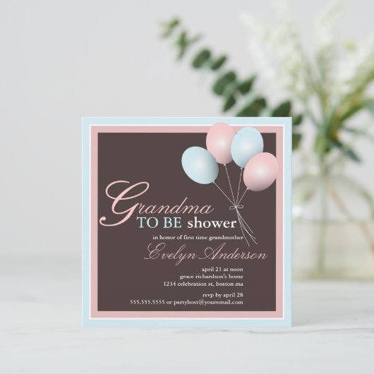 Oma zu First Grandchild Baby Shooter Einladung (Stehend Vorderseite)