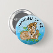 Oma zu Fox und Teddy Bear Baby Shower Button (Vorne & Hinten)