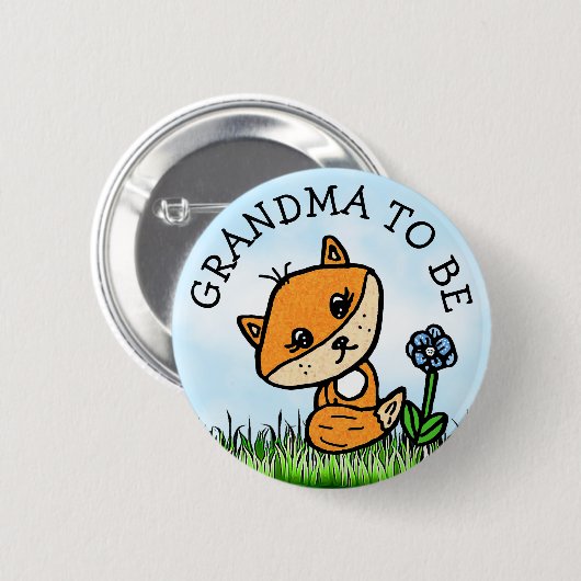 Oma zu Little Fox Baby Dusche Button (Vorne & Hinten)