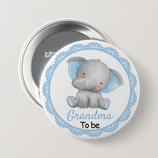 Oma zu New Granny Baby Boy Shower Elephant Button (Vorne & Hinten)