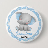 Oma zu New Granny Baby Boy Shower Elephant Button (Vorderseite)
