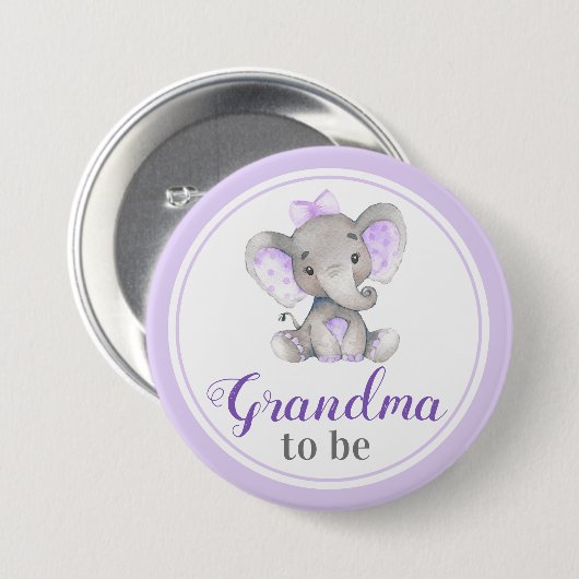 Oma zu New Granny Baby Girl Duwer Elefant Button (Vorne & Hinten)