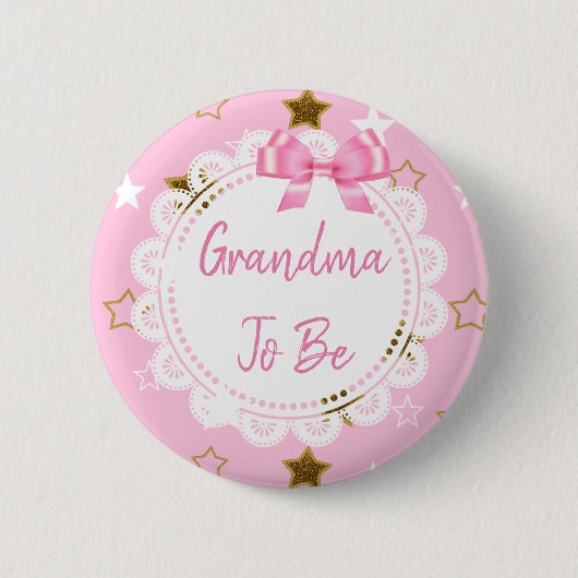 Oma zu Rosa und Gold Stars Button (Vorderseite)