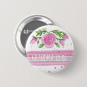 Oma zu sein Aquarellfarbe Rosen Kinderdusche Button (Vorne & Hinten)