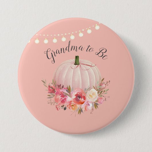 Oma zu sein elegante Pumpkin Baby Dusche Button (Vorderseite)