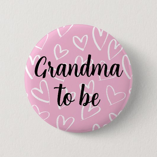 Oma zu sein, weiß Herz rosa Baby Dusche Button (Vorderseite)