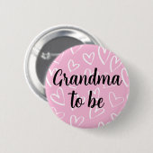 Oma zu sein, weiß Herz rosa Baby Dusche Button (Vorne & Hinten)
