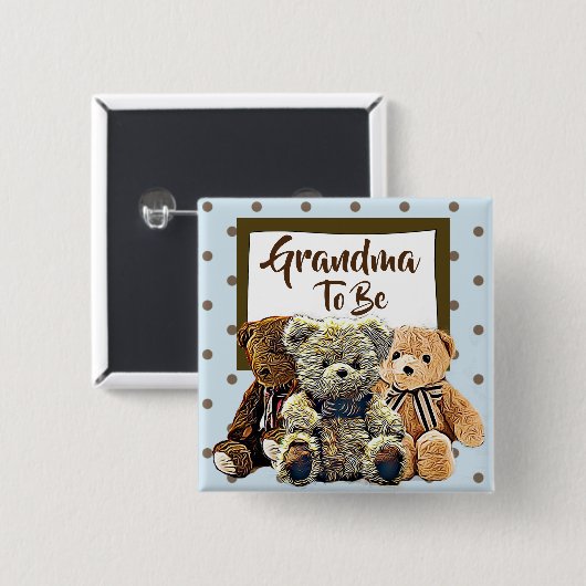 Oma zu Teddy Bear Baby Shower Button (Vorne & Hinten)