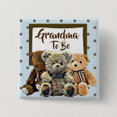 Oma zu Teddy Bear Baby Shower Button (Vorderseite)